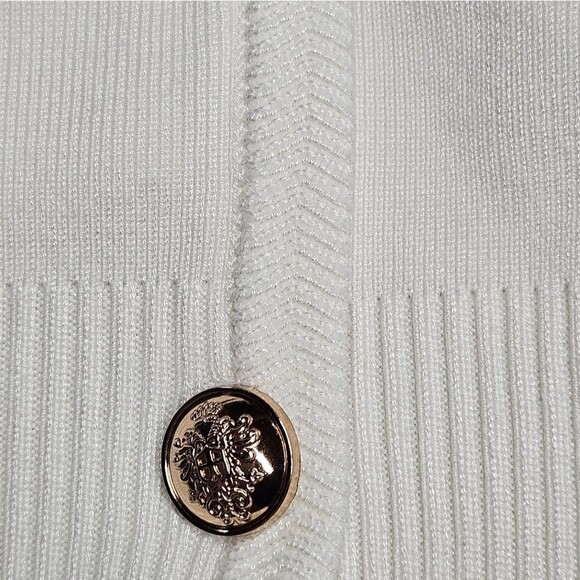 Adrianna Papell Striped Button Front Long Sleeve Preppy Knit Sweater Vest Blouse - Picture 13 of 15